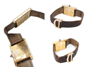 CARTIER カルティエ 時計 マストタンクLM W1013754 ヴェルメイユ レザーベルト QZ 白文字盤 中古 64727
