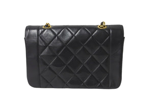 CHANEL シャネル チェーンショルダーバッグ ダイアナマトラッセ 22 2番台 ラムスキン ブラック ゴールド金具 美品 中古 64733