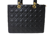 画像をギャラリービューアに読み込む, 極美品 Christian Dior クリスチャンディオール レディディオール ラージ カナージュ ハンドバッグ ラムスキン ブラック 中古 64737