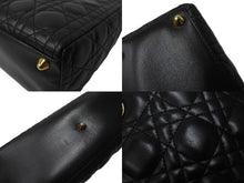 画像をギャラリービューアに読み込む, 極美品 Christian Dior クリスチャンディオール レディディオール ラージ カナージュ ハンドバッグ ラムスキン ブラック 中古 64737