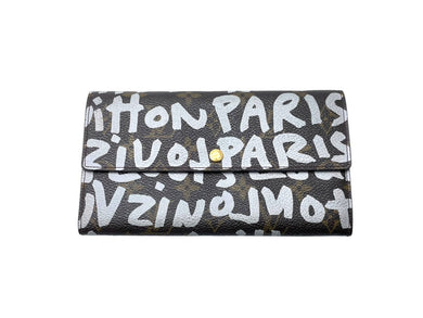 LOUIS VUITTON ルイ ヴィトン ポルトモネ クレディ 長財布 ノグラム グラフィティ M92189 PVC ブラウン アルジャン 美品 中古 64738