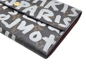 LOUIS VUITTON ルイ ヴィトン ポルトモネ クレディ 長財布 ノグラム グラフィティ M92189 PVC ブラウン アルジャン 美品 中古 64738