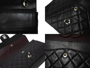 極美品 CHANEL マトラッセWフラップチェーンショルダー 6番台 25cm ショルダーバッグ ブラック シルバー金具 ラムスキン 中古 64741