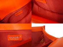 Load image into Gallery viewer, CHANEL シャネル ボーイシャネル シェブロン ショルダーバッグ 22番台 2016年 ラムスキン オレンジ シルバー金具 美品 中古 64742