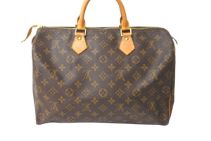 LOUIS VUITTON ルイヴィトン モノグラム スピーディ35 ハンドバッグ M41524 ブラウン 旧型 ロゴ 手持ち 鞄 美品 中古 64749
