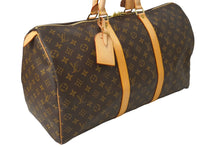 Load image into Gallery viewer, 極美品 LOUIS VUITTON ルイ ヴィトン キーポル50 ボストンバッグ M41416 モノグラム キャンバス ヌメ革 ゴールド金具 中古 64752
