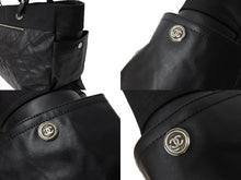 Load image into Gallery viewer, 極美品 CHANEL シャネル トートバッグ バリビアリッツトートTGM 11番台 ブラック コーティングキャンバス レザー シルバー金具 中古 64756