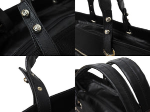 極美品 CHANEL シャネル トートバッグ バリビアリッツトートTGM 11番台 ブラック コーティングキャンバス レザー シルバー金具 中古 64756