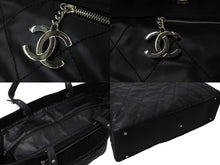 Load image into Gallery viewer, 極美品 CHANEL シャネル トートバッグ バリビアリッツトートTGM 11番台 ブラック コーティングキャンバス レザー シルバー金具 中古 64756