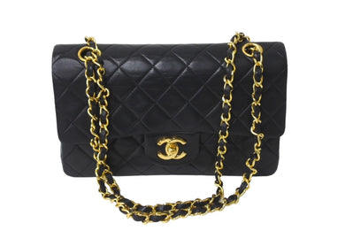 CHANEL シャネル チェーンショルダーバッグ Wフラップ マトラッセ23 ココマーク ラムスキン 1番台 ブラック ゴールド金具 美品 中古 64757