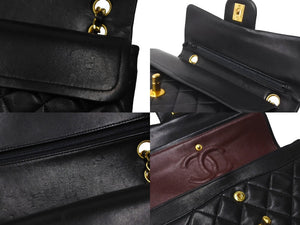 CHANEL シャネル チェーンショルダーバッグ Wフラップ マトラッセ23 ココマーク ラムスキン 1番台 ブラック ゴールド金具 美品 中古 64757