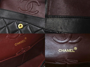 CHANEL シャネル チェーンショルダーバッグ Wフラップ マトラッセ23 ココマーク ラムスキン 1番台 ブラック ゴールド金具 美品 中古 64757