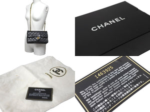 CHANEL シャネル チェーンショルダーバッグ Wフラップ マトラッセ23 ココマーク ラムスキン 1番台 ブラック ゴールド金具 美品 中古 64757
