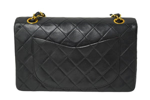 CHANEL シャネル Wフラップチェーンショルダーバッグ マトラッセ 0番台 ラムスキン ブラック ゴールド 美品 中古 64758