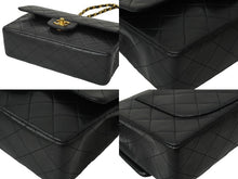 Load image into Gallery viewer, CHANEL シャネル Wフラップチェーンショルダーバッグ マトラッセ 0番台 ラムスキン ブラック ゴールド 美品 中古 64758