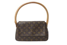 Load image into Gallery viewer, LOUIS VUITTON ルイヴィトン モノグラム ミニルーピング ワンショルダーバッグ ブラウン ロゴ 鞄 肩掛け M51147 美品 中古 64765