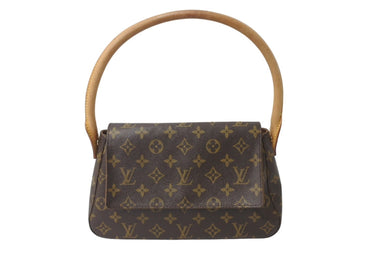 LOUIS VUITTON ルイヴィトン モノグラム ミニルーピング ワンショルダーバッグ ブラウン ロゴ 鞄 肩掛け M51147 美品 中古 64765