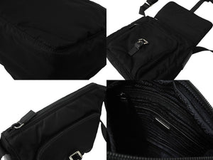 極美品 PRADA プラダ クロスショルダーバッグ BT8994 三角ロゴプレート ナイロン ブラック シルバー金具 中古 64770 