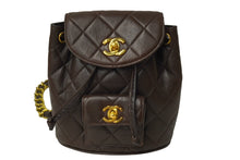 Load image into Gallery viewer, CHANEL シャネル マトラッセ リュック Wココマークミニ バックパック ココマーク 2番台 1993年 ラムスキン ブラウン ゴールド金具 美品 中古 64711
