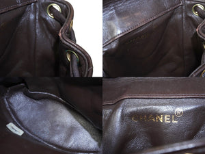 CHANEL シャネル マトラッセ リュック Wココマークミニ バックパック ココマーク 2番台 1993年 ラムスキン ブラウン ゴールド金具 美品 中古 64711