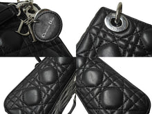画像をギャラリービューアに読み込む, 極美品 Christian Dior クリスチャンディオール レディディオール ミニ ハンドバッグ 旧型 ラムスキン ブラック 中古 64772
