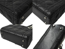 画像をギャラリービューアに読み込む, 極美品 Christian Dior クリスチャンディオール レディディオール ミニ ハンドバッグ 旧型 ラムスキン ブラック 中古 64772