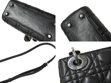 画像をギャラリービューアに読み込む, 極美品 Christian Dior クリスチャンディオール レディディオール ミニ ハンドバッグ 旧型 ラムスキン ブラック 中古 64772