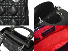 画像をギャラリービューアに読み込む, 極美品 Christian Dior クリスチャンディオール レディディオール ミニ ハンドバッグ 旧型 ラムスキン ブラック 中古 64772