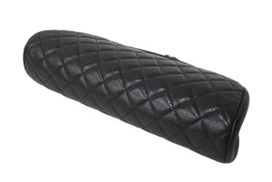 極美品 CHANEL シャネル マトラッセ がま口 クラッチバッグ ポーチ 19番台 ブラック キャビアスキン シルバー金具 中古 64773