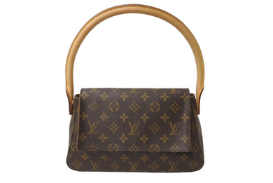 LOUIS VUITTON ルイヴィトン モノグラム ミニルーピング ワンショルダーバッグ ブラウン ロゴ 鞄 肩掛け M51147 美品 中古 64775