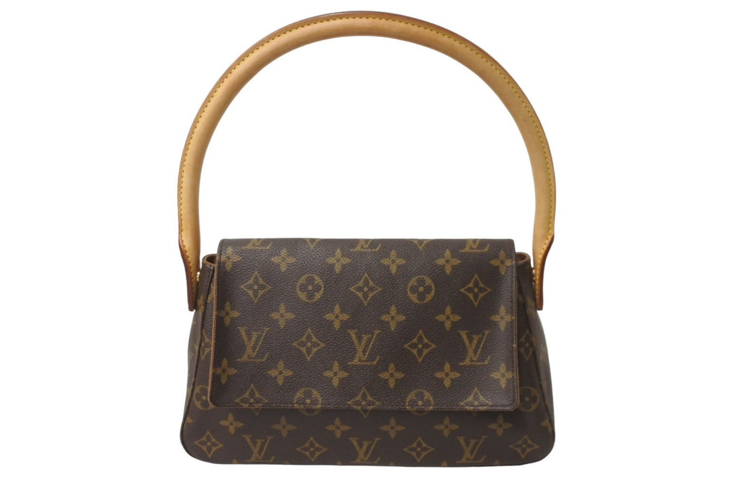 LOUIS VUITTON ルイヴィトン モノグラム ミニルーピング ワンショルダーバッグ ブラウン ロゴ 鞄 肩掛け M51147 美品 中古 64775