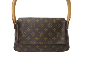 LOUIS VUITTON ルイヴィトン モノグラム ミニルーピング ワンショルダーバッグ ブラウン ロゴ 鞄 肩掛け M51147 美品 中古 64775