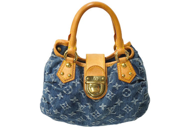 LOUIS VUITTON ルイヴィトン モノグラムデニム プリ―ティ ハンドバッグ ブルー M95020 ミニバッグ ロゴ 青 美品 中古 64776