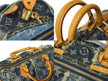 Load image into Gallery viewer, LOUIS VUITTON ルイヴィトン モノグラムデニム パッチワーク スピーディ30 ハンドバッグ ロゴ ブルー 青 鞄 M95380 美品 中古 64777
