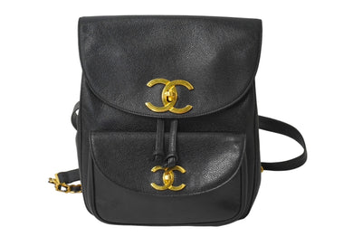 CHANEL シャネル リュック デカココマーク ヴィンテージ キャビアスキン ブラック ゴールド金具 シリアル不明 美品 中古 64778