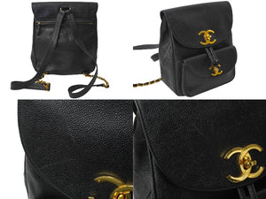 CHANEL シャネル リュック デカココマーク ヴィンテージ キャビアスキン ブラック ゴールド金具 シリアル不明 美品 中古 64778