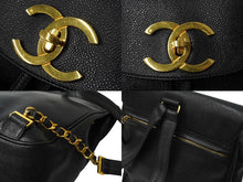 画像をギャラリービューアに読み込む, CHANEL シャネル リュック デカココマーク ヴィンテージ キャビアスキン ブラック ゴールド金具 シリアル不明 美品 中古 64778