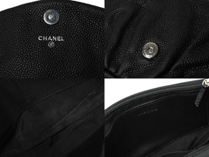 CHANEL シャネル ショルダーバッグ ハーフムーンチェーンウォレット ココマーク 15番台 キャビアスキン ブラック 美品 中古 64779