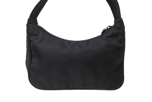 極美品 PRADA プラダ ホーボー ハンドバッグ MV515 トライアングルロゴ ブラック ナイロン シルバー金具 中古 64780 