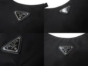 PRADA プラダ ハンドバッグ ホーボー MV515 トライアングルロゴ ブラック ナイロン シルバー金具 美品 中古 64781 