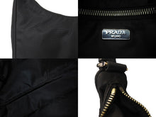 画像をギャラリービューアに読み込む, PRADA プラダ ハンドバッグ ホーボー MV515 トライアングルロゴ ブラック ナイロン シルバー金具 美品 中古 64781 