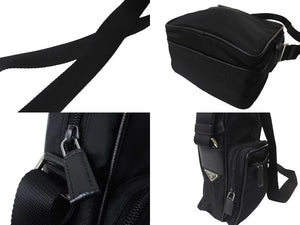 PRADA プラダショルダーバッグ トライアングルロゴ 三角ロゴ ブラック ナイロン レザー シルバー金具 美品 中古 64782 