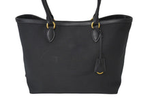 画像をギャラリービューアに読み込む, PRADA プラダ トートバッグ ロゴ ジャガード 1BG158 UCWF0002 00 キャンバス レザー ブラック 美品 中古 64783 