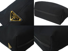 画像をギャラリービューアに読み込む, PRADA プラダ トートバッグ ロゴ ジャガード 1BG158 UCWF0002 00 キャンバス レザー ブラック 美品 中古 64783 