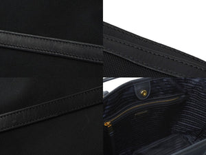 PRADA プラダ トートバッグ ロゴ ジャガード 1BG158 UCWF0002 00 キャンバス レザー ブラック 美品 中古 64783 