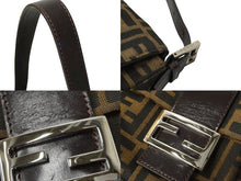画像をギャラリービューアに読み込む, FENDI フェンディ ズッカ柄 マンマバケット ワンショルダーバッグ ブラウンロゴ コットンキャンバス レザー 美品 中古 64785 
