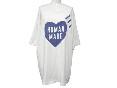 HUMAN MADE ヒューマン メイド トップス 半袖Ｔシャツ クールネック オーバサイズ ハートロゴ 丸首 ホワイト ネイビー 2XL 中古 64823