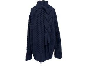 SACAI サカイ ローゲージ ニット モックネック タートルネック ハイネック セーター ネイビー ウールナイロン サイズM 19-02121M 良品 中古 64833 