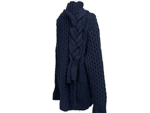 SACAI サカイ ローゲージ ニット モックネック タートルネック ハイネック セーター ネイビー ウールナイロン サイズM 19-02121M 良品 中古 64833 