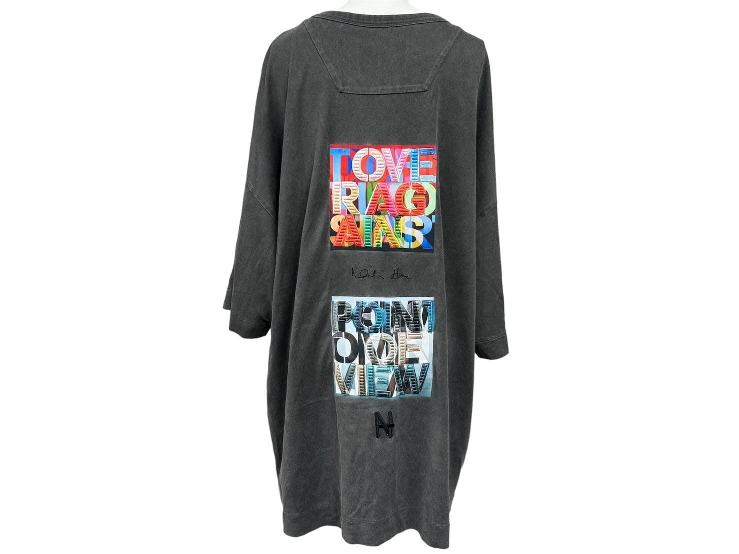 JUUN J ジュンジー トップス 半袖Ｔシャツ クールネック 丸首 カラフルバックプリント グレー ブラック JC3442P823 M 中古 64842 JUUN J ジュンジー トップス 半袖Tシャツ クールネック 丸首